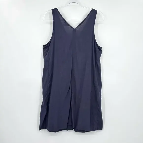Splendid Linen Blend Button Front Shift Dress Blue Sleeveless M Lightweight - Picture 10 of 12